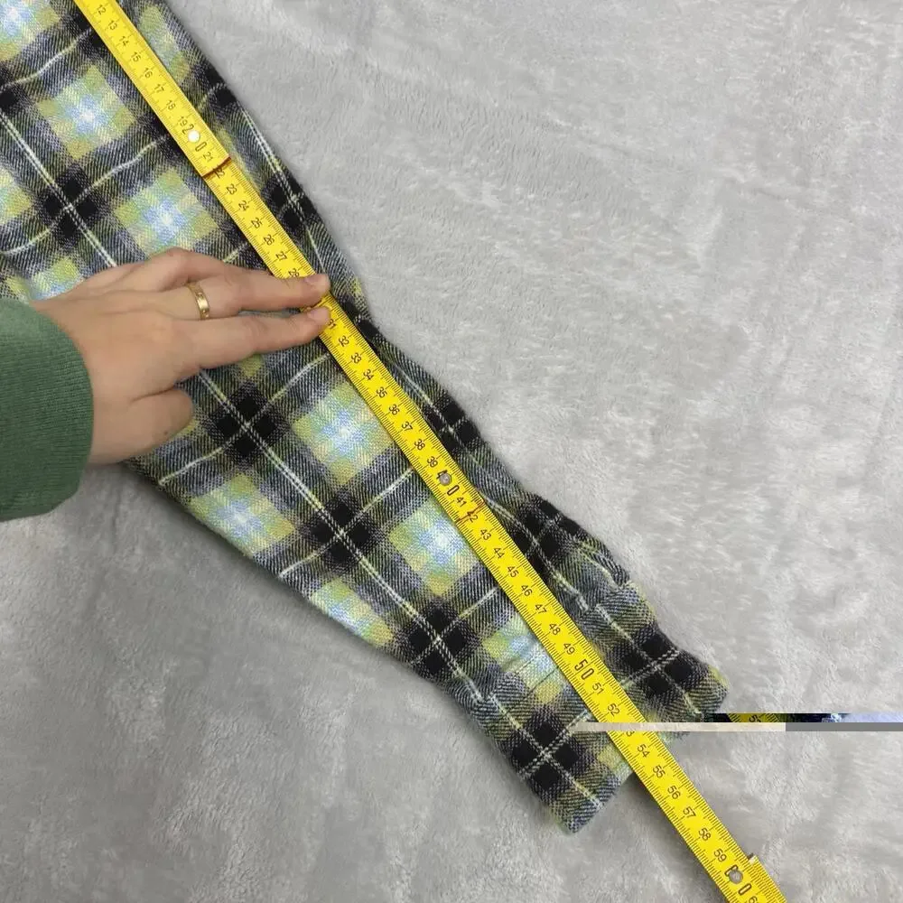 Levi’s Plaid Flannel Shirt Relaxed Fit Green Blue Yellow Men’s Medium Grunge - Picture 10 of 11